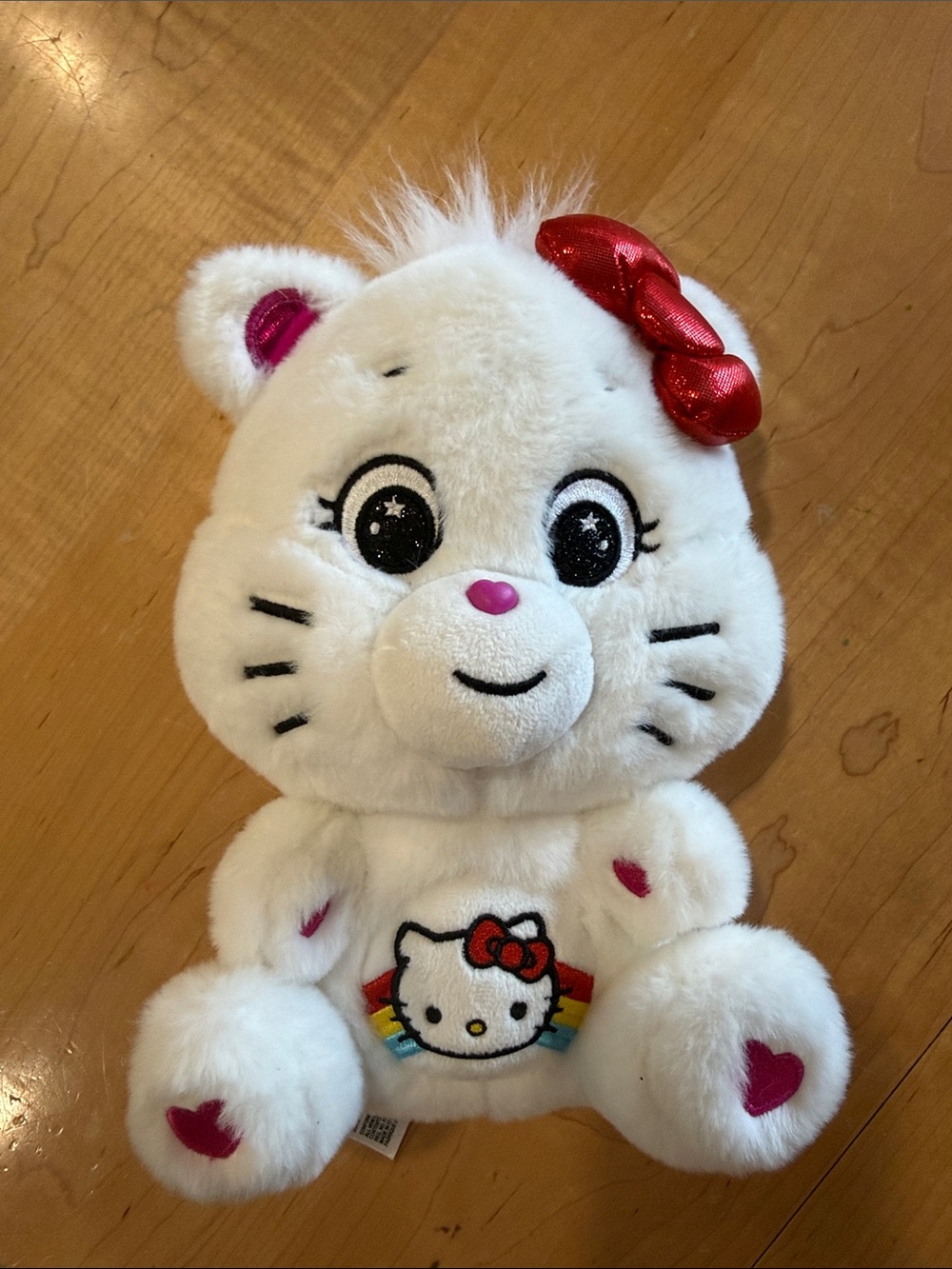 Sanrio White Hello Kitty Plush with Red Bow and Pink Accents